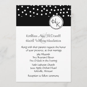 Invitación blanco y negro elegante de la boda