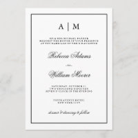 Invitación blanco y negro elegante de la boda