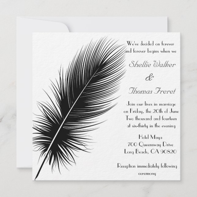 Invitación blanco y negro elegante de la boda de (Anverso)