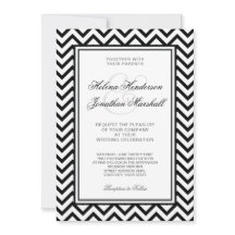 Invitación blanco y negro elegante de la boda de