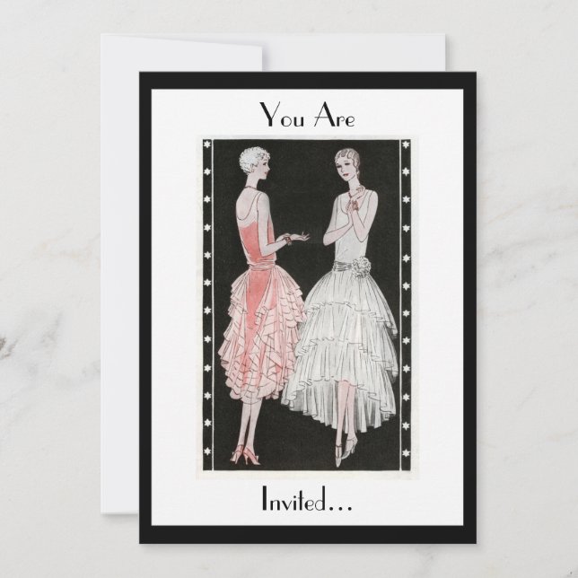 invitación blanco y negro elegante del fiesta de (Anverso)