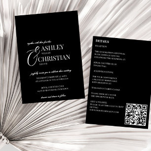 Invitación Blanco y negro elegante simple todo en un boda