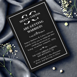 Invitación Blanco y negro eterno moderno con Boda de fotos