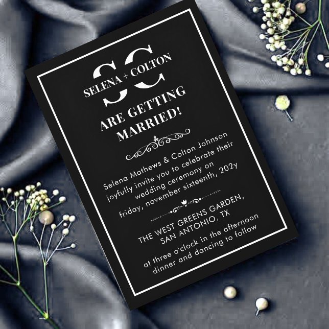 Invitación Blanco y negro eterno moderno con Boda de fotos (Subido por el creador)