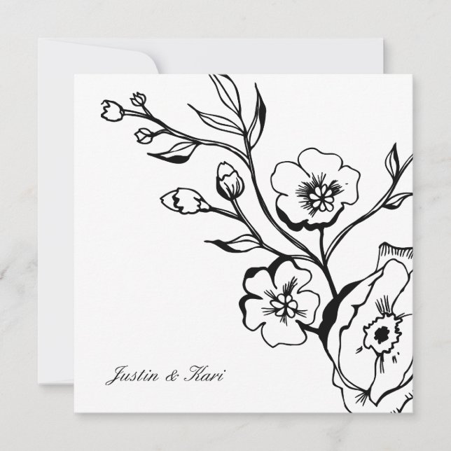 Invitación Blanco y negro exuberante de 311 (Anverso)