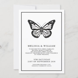 Invitación Blanco y negro | Mariposa | BODA