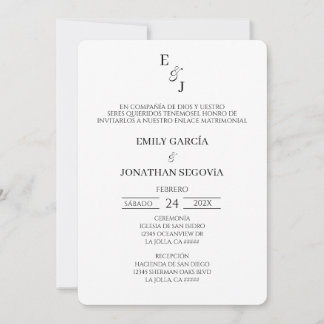invitación blanco y negro minimalista