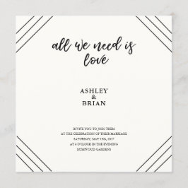 Invitación Blanco y negro mínimo del amor