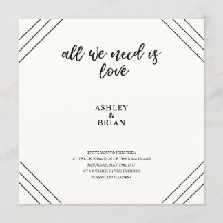 Invitación Blanco y negro mínimo del amor
