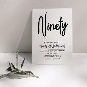 Invitación Blanco y negro   Moda Noventa y Novena Fiesta de C