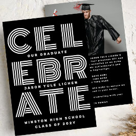 Invitación BLANCO Y NEGRO MODERNO | Clase de FIESTA GRAD 2024