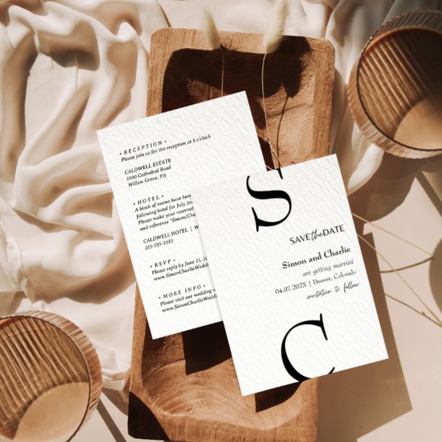 Invitación Blanco y negro moderno salven al Boda de fechas (Subido por el creador)