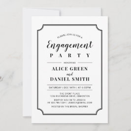 Invitación Blanco y negro | Partido de compromiso de Bodas cl