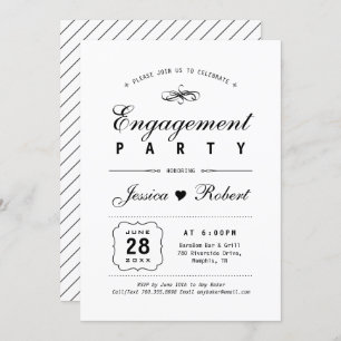 Invitación Blanco y negro   Partido de Compromiso Elegante