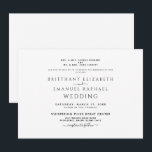Invitación Blanco y negro simple Ambos padres enumeraron la i<br><div class="desc">Invitación moderna de Boda en Monograma Negro y Blanco. Se enumeran los dos conjuntos de padres. Tipo de letra mixto.</div>