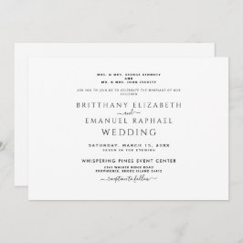 Invitación Blanco y negro simple Ambos padres enumeraron la i