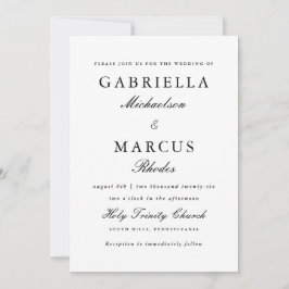 Invitación Blanco y negro simple y elegante