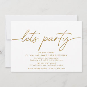 Invitación Blanco y oro   Elegante y moderno cumpleaños de cu