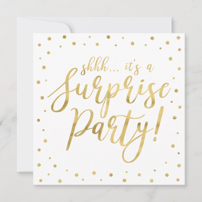 Invitación Blanco y oro | Fiesta de Jubilación de Sorpresas M (Anverso)