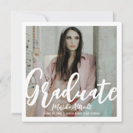 Invitación Blanco y oro | Foto negrita de graduación de tipog