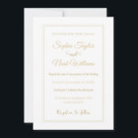 Invitación Blanco y oro moderno mínimo<br><div class="desc">Estos hermosos y modernos colores blancos y dorados son perfectos para añadir elegancia a tu invitación a la boda.</div>