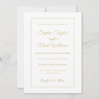 Invitación Blanco y oro moderno mínimo
