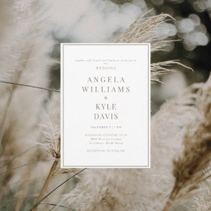 Invitación Blanco y oro moderno Texto sin padres Boda