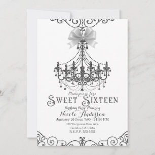 Invitación Blanco y plata Arco blanco chic dulces 16 dieciséi