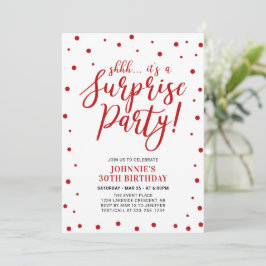 Invitación Blanco y rojo | Surprise Adulthday Party
