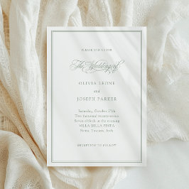 Invitación Blanco y sabio | Boda clásico de elegancia italian
