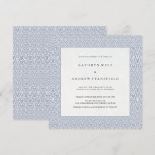Invitación Blanda Azul Púrpura Pequeña Ola Elegante Boda Play