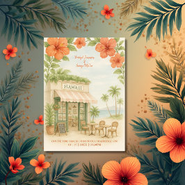 Invitación Blanda Verde Tropical Hawái Boda de Destino
