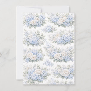 Invitación Blando patrón de ramo floral blanco azul romántico