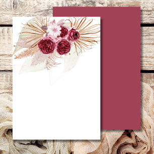 Invitación Blank Añadir tu propia Grasa Boho Burgundy Pampas