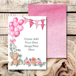 Invitación Blank Añadir tu propia Oh Niña Balón Eucalyptus