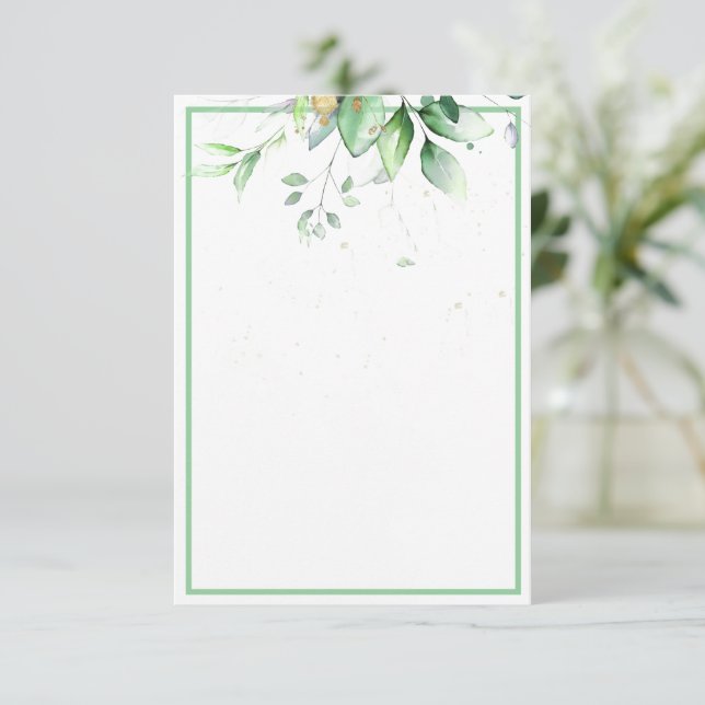 Invitación Blank budget Watercolor verde boda Invitati (Anverso de pie)
