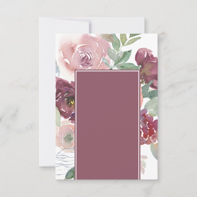 Invitación Blank Hermoso Boda floral rosa y malva (Anverso)