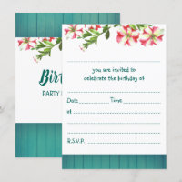 Blank Rustic Watercolor Trailing Petunias Birday