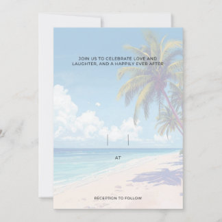 Invitación Blank Seaside Summer Blue Elegant Pretty Wedding 