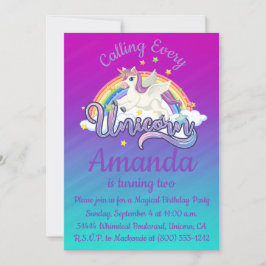 Invitación blanquecina mágica de Unicornio