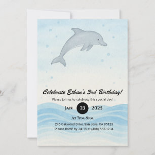 Invitación Blanquecino Gris Dolphin Mínimo Aniversario del Oc