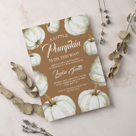 Invitación Blanquecino kraft de calabaza blanco caída ducha d