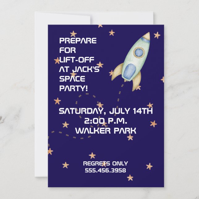 Invitación Blast Off Birthday Invitation (Anverso)