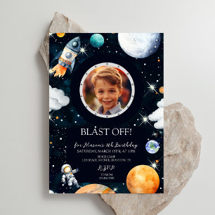 Invitación Blast Off Outer Space Photo Birday