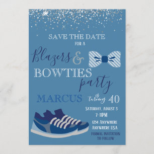Invitación Blazers & bowties Fiesta Mens 40, 50 Guardar la fe