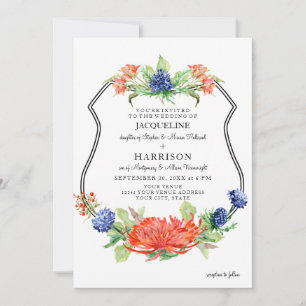 Invitación Blindaje Floral acuarela Caída Naranja Mamá Tistón