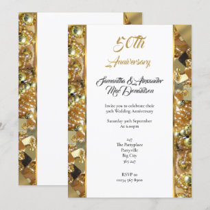 Invitación Bling dorado aniversario de bodas 50