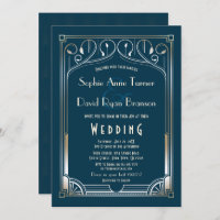 Bling Gran Gatsby Gold Blue Art Deco Boda