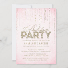 Invitación Bling Pink and Gold Purpurina Bachelorette Party