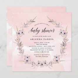 Invitación Bliss acuarela | Rubor Pink Floral Baby Shower